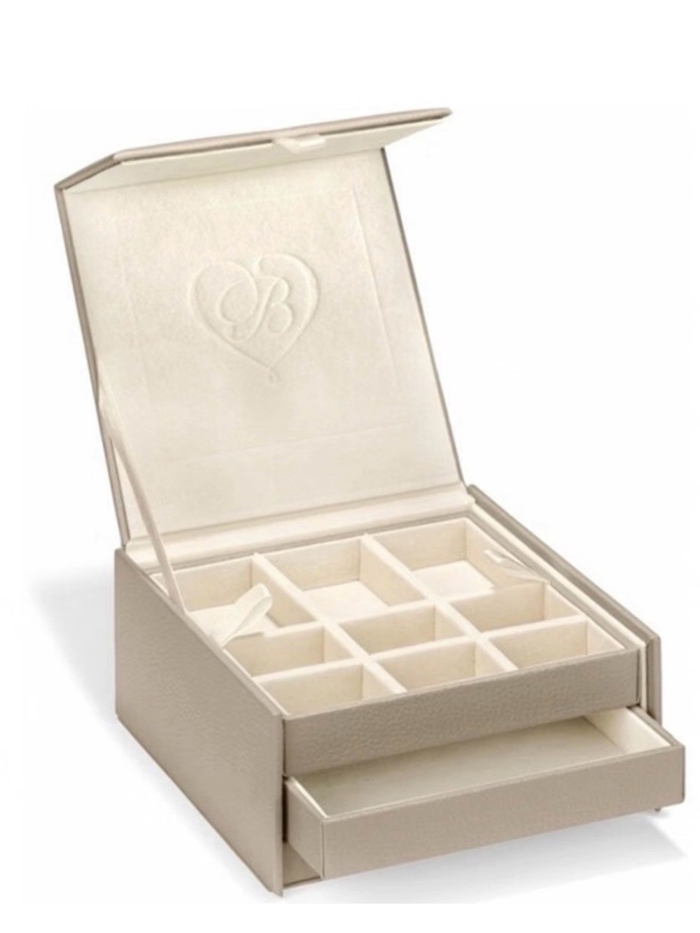Brighton Cream Leather Jewelry Box with Silver Heart Accent - Picture 2 of 7